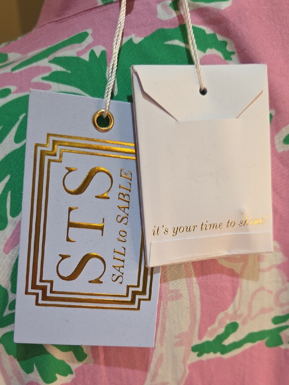 Nwt XXL STS SAIL TO SABLE Pink Palm-Print Maxi Dress with Mandarin Collar - Picture 3 of 17